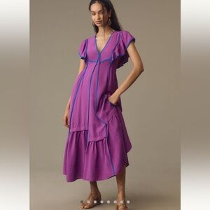 The Mimi Flutter Sleeve Tipped Midi Dress